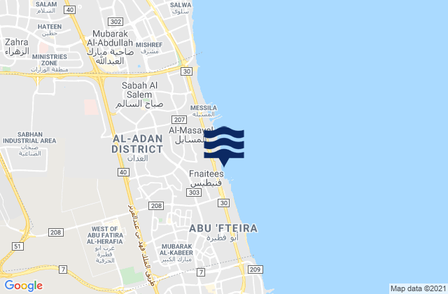 Al Funayţīs, Kuwaitの潮見表地図