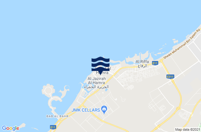 Al Jazirah Al Hamra, United Arab Emiratesの潮見表地図