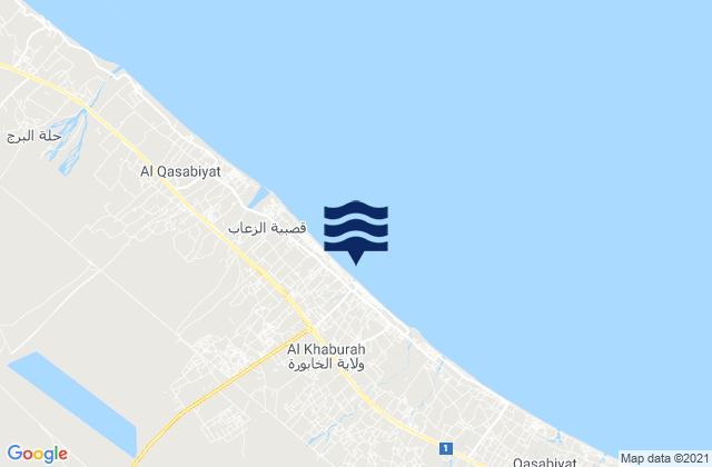 Al Khābūrah, Omanの潮見表地図