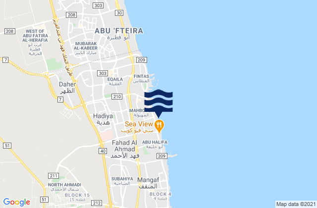 Al Mahbūlah, Kuwaitの潮見表地図