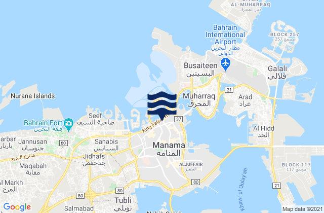 Al Manamah Harbor, Saudi Arabiaの潮見表地図
