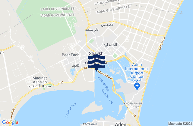 Al Mansura, Yemenの潮見表地図