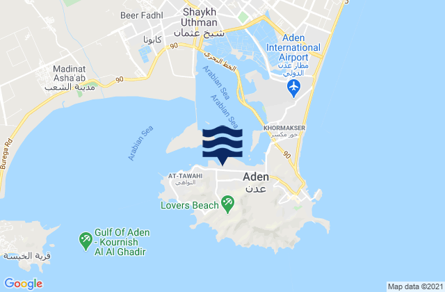 Al Ma‘allā’, Yemenの潮見表地図