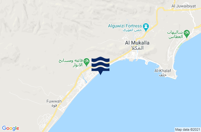 Al Mukalla, Yemenの潮見表地図