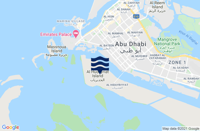Al Ḩudayriyāt, United Arab Emiratesの潮見表地図