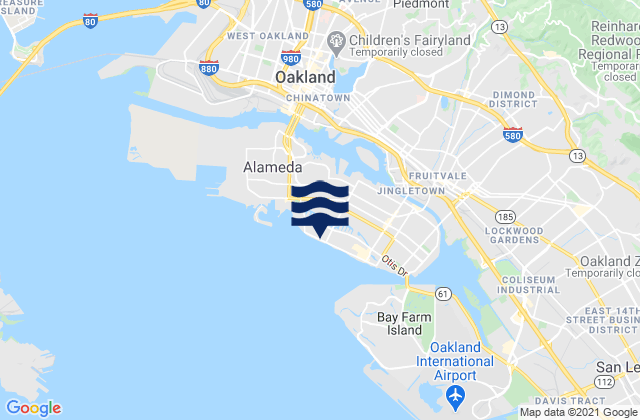 Alameda, United Statesの潮見表地図