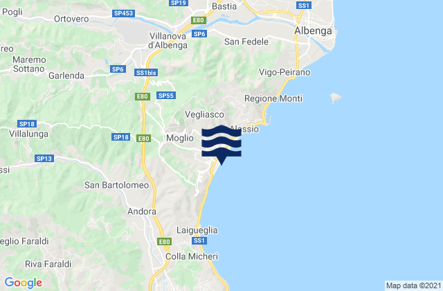 Alassio, Italyの潮見表地図