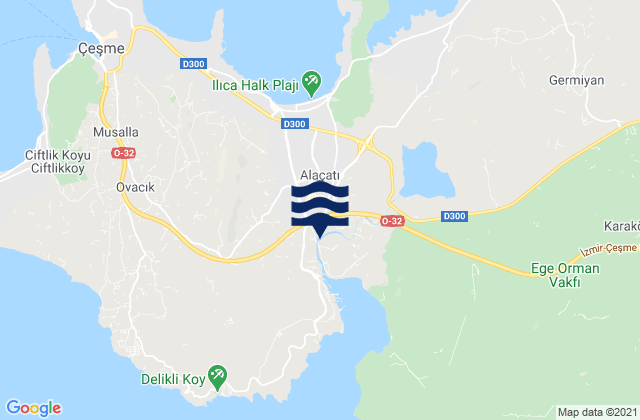 Alaçatı, Turkeyの潮見表地図
