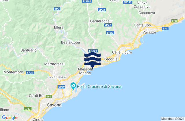 Albisola Marina, Italyの潮見表地図