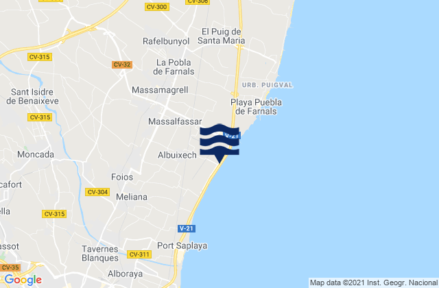 Albuixech, Spainの潮見表地図