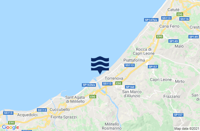 Alcara Li Fusi, Italyの潮見表地図