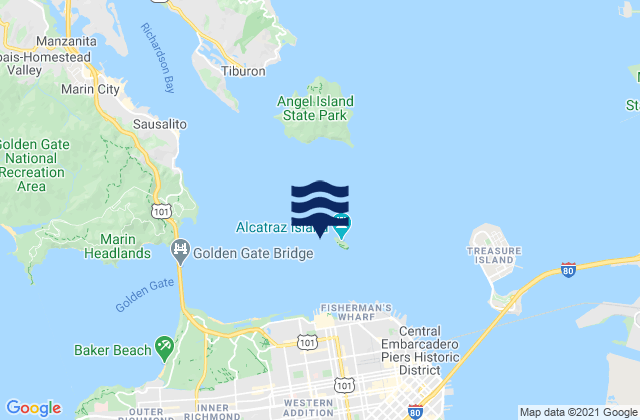 Alcatraz Island 0.2 mile west of, United Statesの潮見表地図