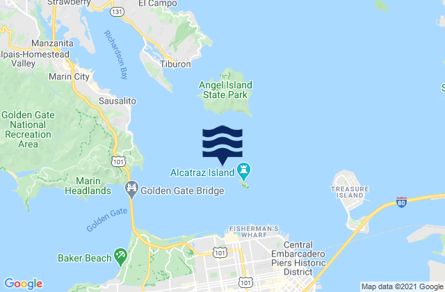 Alcatraz Island W, United Statesの潮見表地図