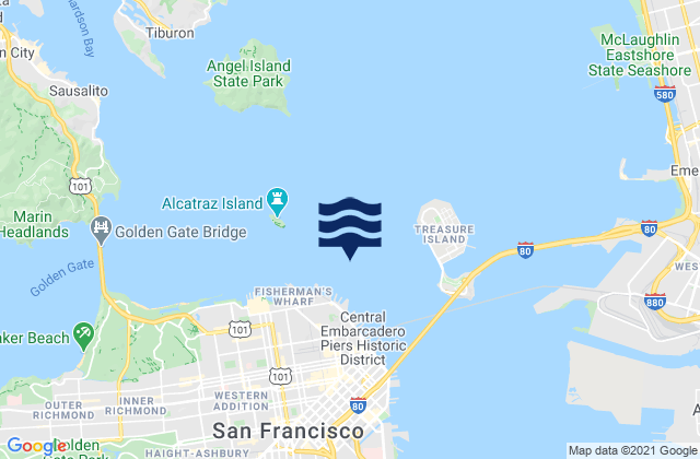 Alcatraz Island .8 mi E, United Statesの潮見表地図