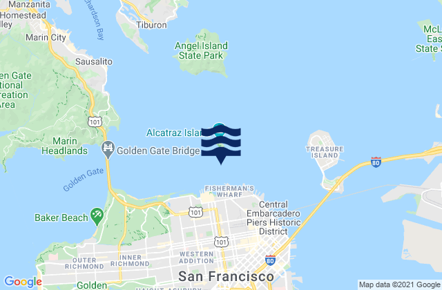 Alcatraz Island south of, United Statesの潮見表地図