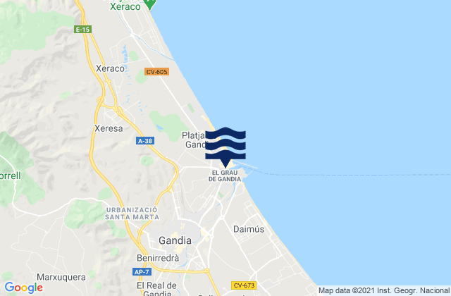 Alfauir, Spainの潮見表地図