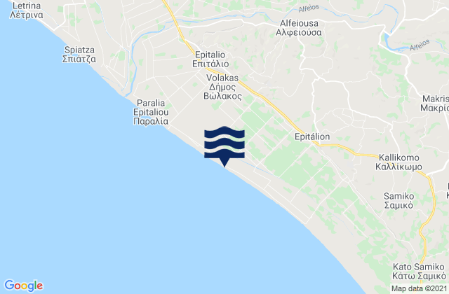 Alfeioúsa, Greeceの潮見表地図