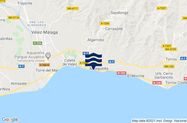 Algarrobo, Spainの潮見表地図