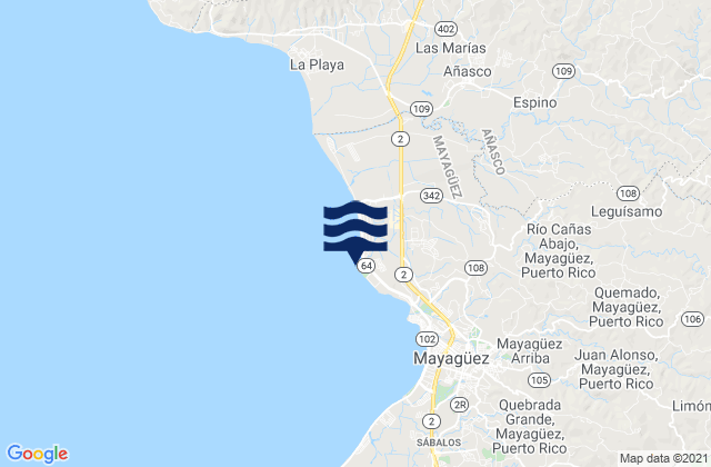 Algarrobos Barrio, Puerto Ricoの潮見表地図