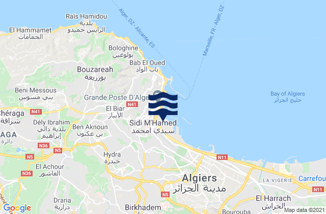 Alger, Algeriaの潮見表地図