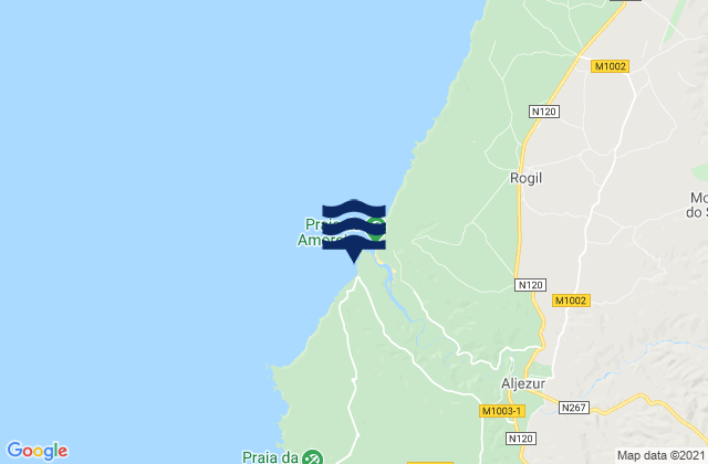 Aljezur, Portugalの潮見表地図