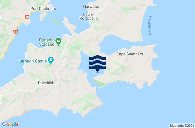 Allans Beach, New Zealandの潮見表地図