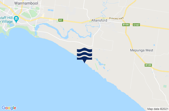 Allansford, Australiaの潮見表地図