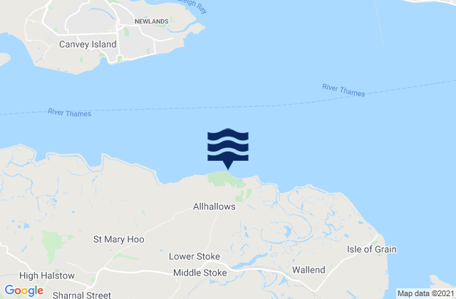Allhallows Beach, United Kingdomの潮見表地図