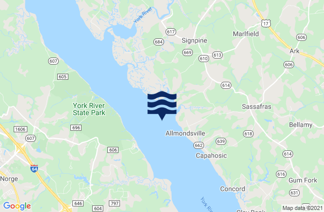 Allmondsville, United Statesの潮見表地図
