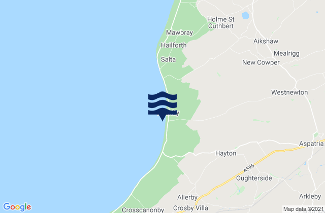 Allonby Beach, United Kingdomの潮見表地図