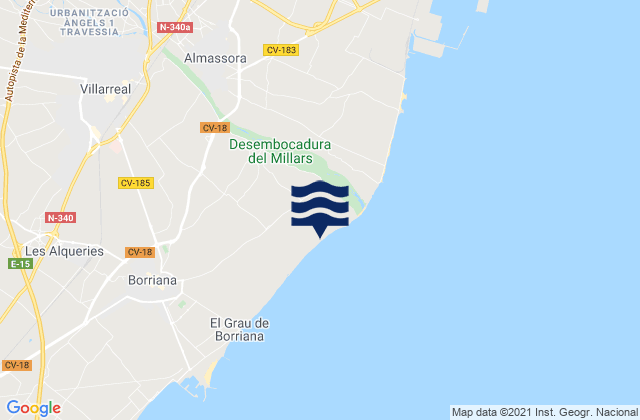 Almassora, Spainの潮見表地図