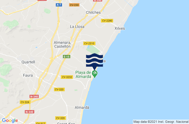 Almenara, Spainの潮見表地図