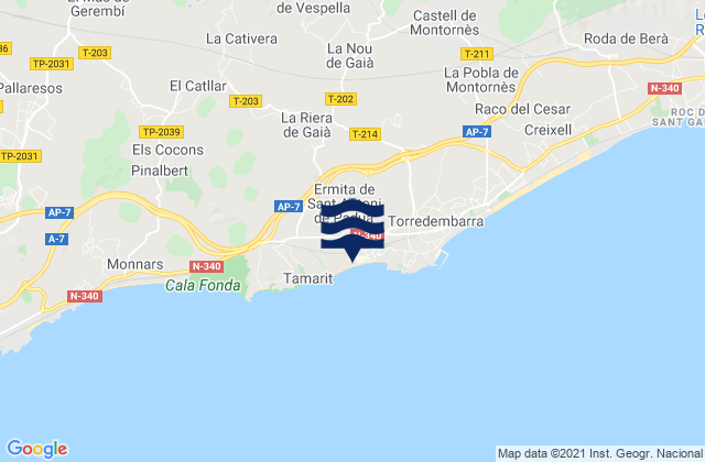 Altafulla, Spainの潮見表地図