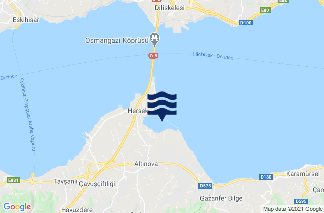 Altınova İlçesi, Turkeyの潮見表地図