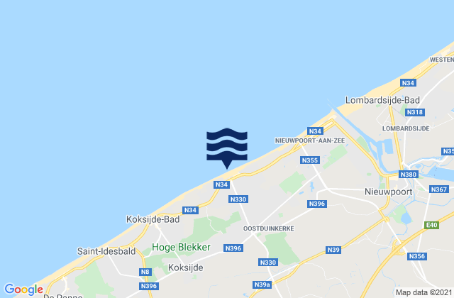 Alveringem, Belgiumの潮見表地図