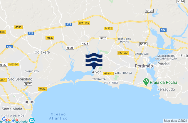 Alvor, Portugalの潮見表地図