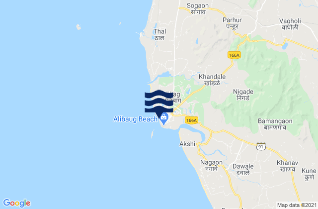 Alībāg, Indiaの潮見表地図