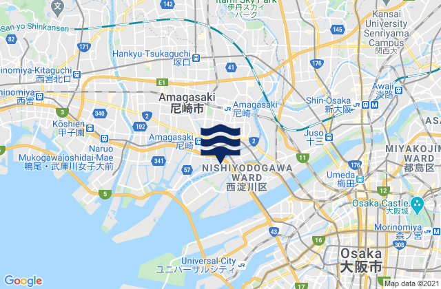 Amagasaki Shi, Japanの潮見表地図