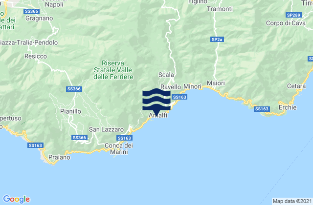 Amalfi, Italyの潮見表地図