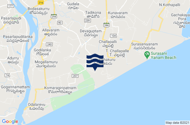 Amalāpuram, Indiaの潮見表地図