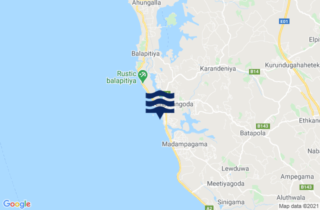 Ambalangoda, Sri Lankaの潮見表地図