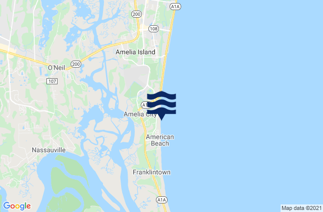 Amelia City (South Amelia River), United Statesの潮見表地図