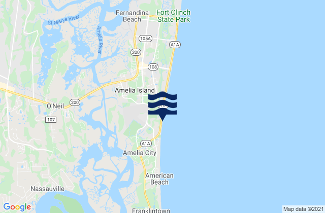 Amelia Island, United Statesの潮見表地図