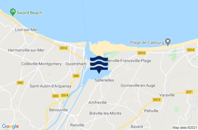 Amfreville, Franceの潮見表地図