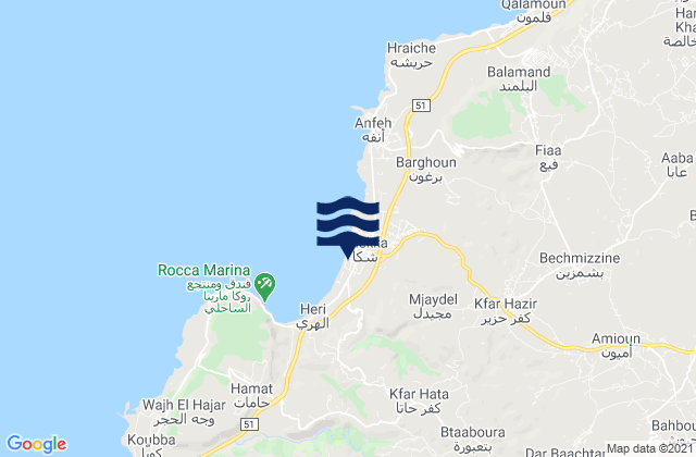 Amioûn, Lebanonの潮見表地図
