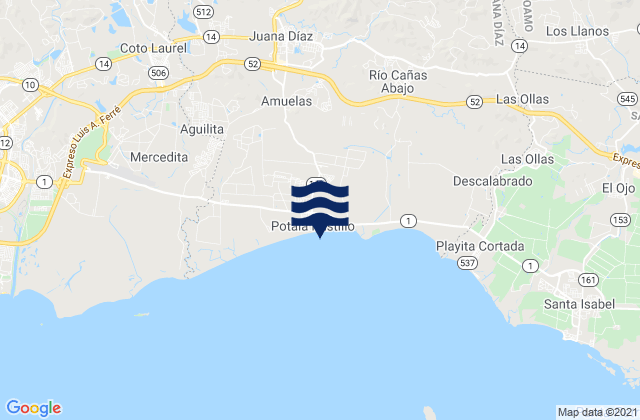 Amuelas Barrio, Puerto Ricoの潮見表地図