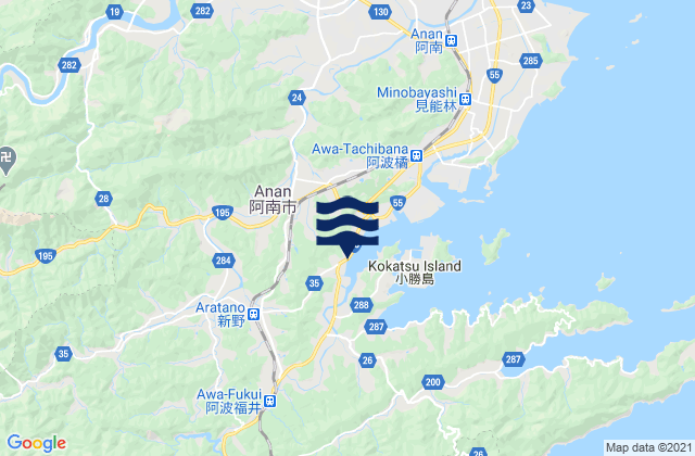 Anan Shi, Japanの潮見表地図