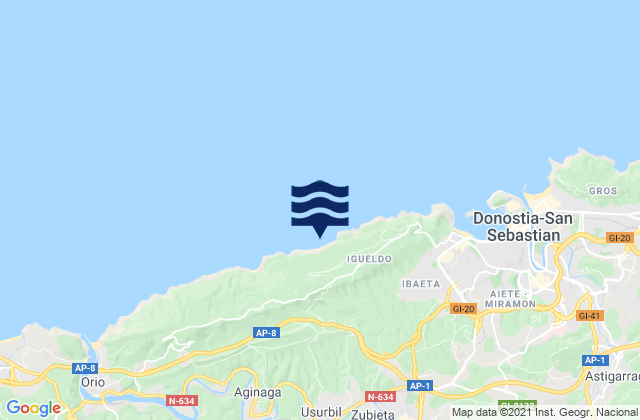 Andoain, Spainの潮見表地図
