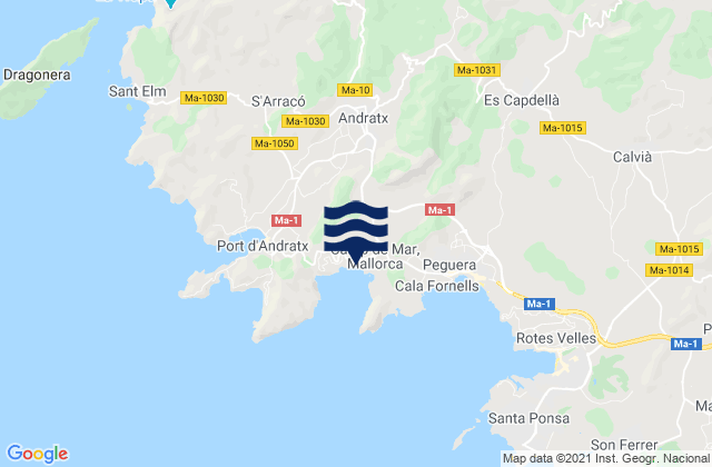 Andratx, Spainの潮見表地図