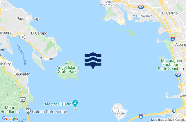 Angel Island 0.75 mile east of, United Statesの潮見表地図